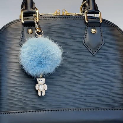 Taschenanhänger ✧ Taschenschmuck ✧ Teddy Pompon ✧ Bommel ✧ bleu