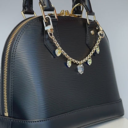 Catena da tasca ✧ Borsa portagioielli color oro Cuore ✧ realizzata con cuori di cristallo