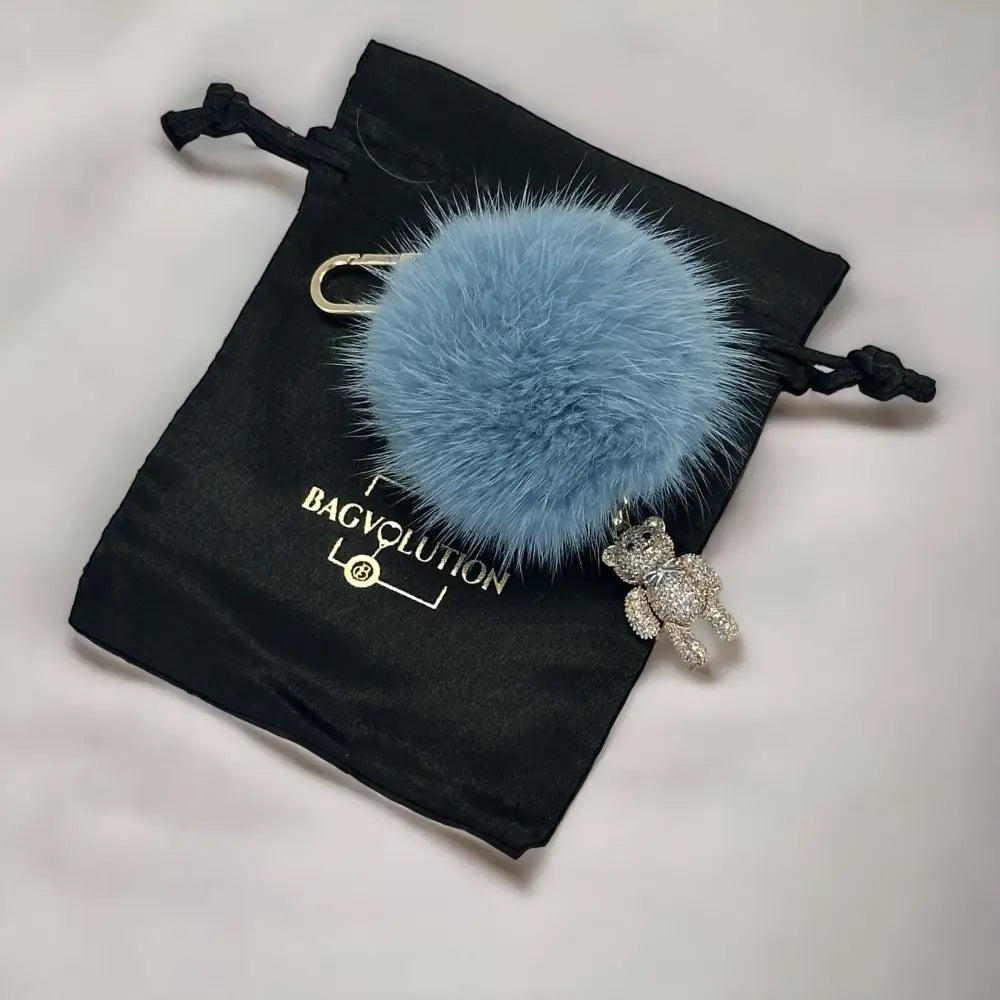 Taschenanhänger ✧ Taschenschmuck ✧ Teddy Pompon ✧ Bommel ✧ bleu - Bagvolution - der Spa Moment für deine Tasche