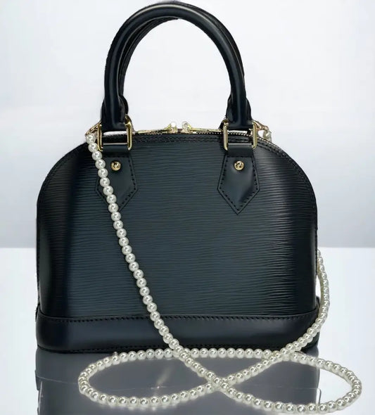 Taschenkette für Handtaschen, Weißer Perlengurt für Taschen, Bag Strap aus Vachetta Leder, Perlen Gurt für stilvolle Taschen, Riemen für modische Handtaschen, Perlengurt für Designer Handtaschen